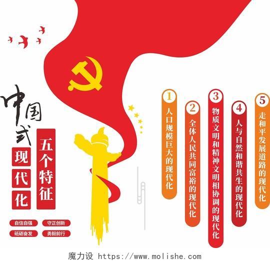 红色中国式现代化五个重大特征党建文化墙